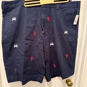 Brooks Brothers Navy Shorts with Red and White Lobsters and Crabs